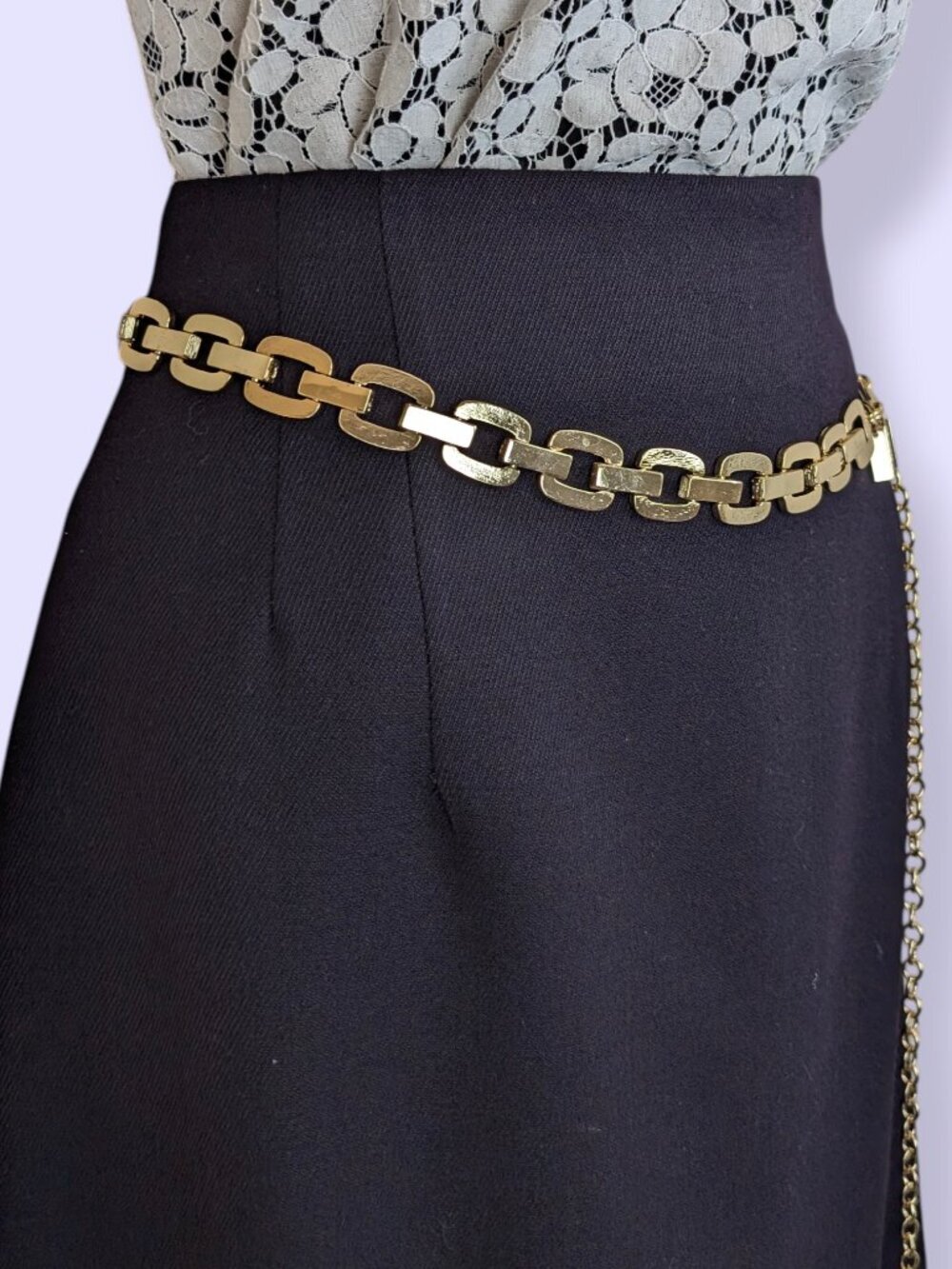 Chico's Gold Tone Rounded Square Link Adjustable Belt
